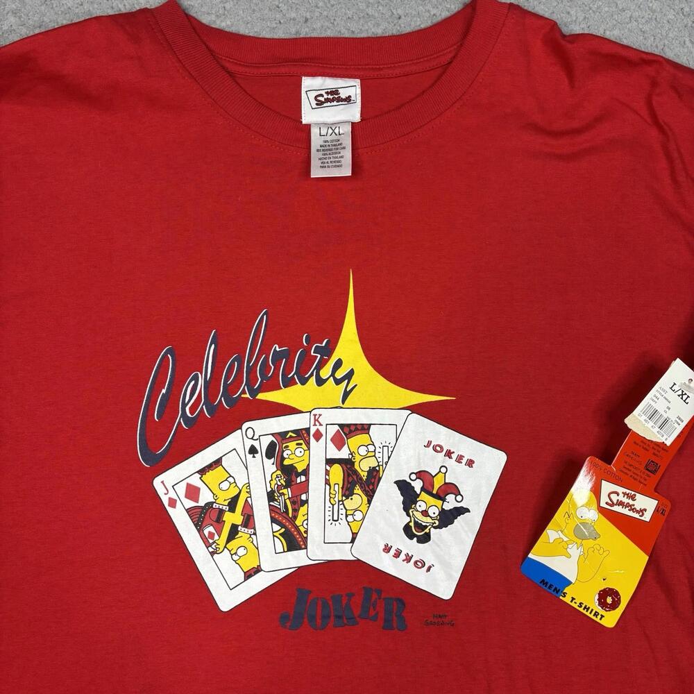 Vintage 2004 The Simpsons Celebrity Joker Red T-Shirt L/XL‎ Y2K NWT